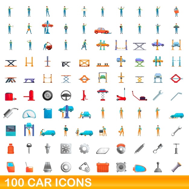 Vector car icons set. cartoon illustration of  car icons  set  on white background