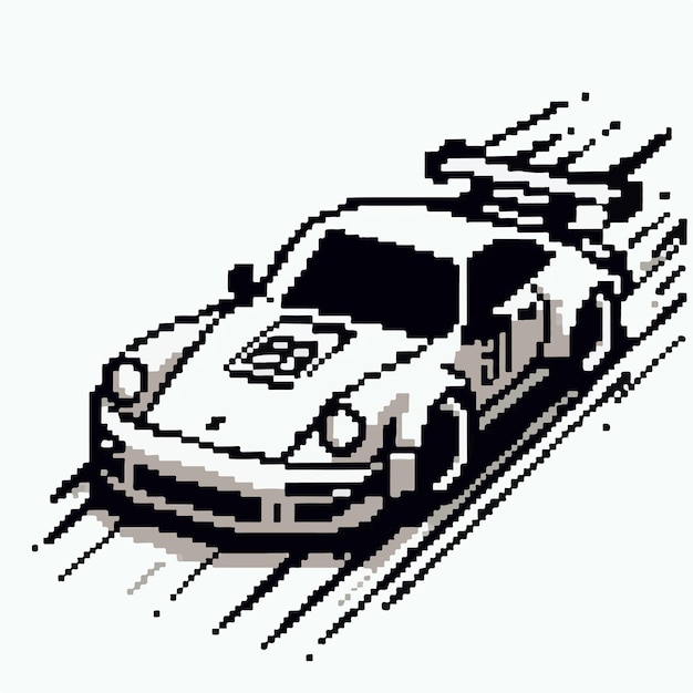 Vector car illustration in pixel art