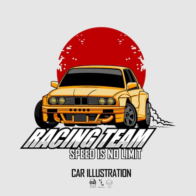 CAR ILLUSTRATION WITH A GRAY BACKGROUND