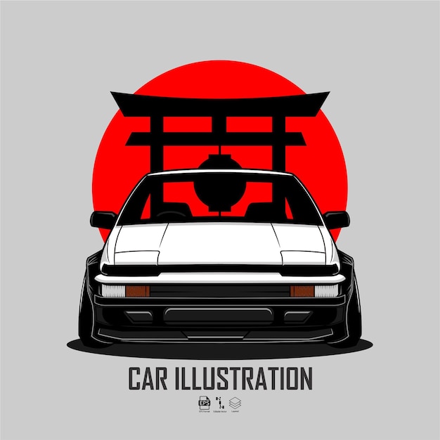 car illustration with a gray background