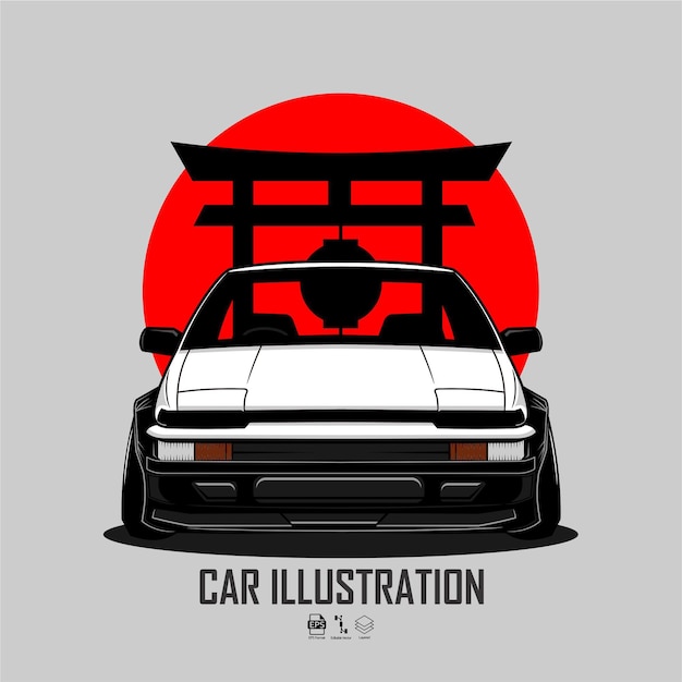 Vector car illustration with a gray background