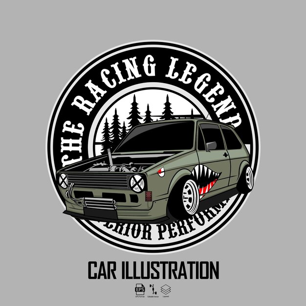 Vector car illustration with a gray backround