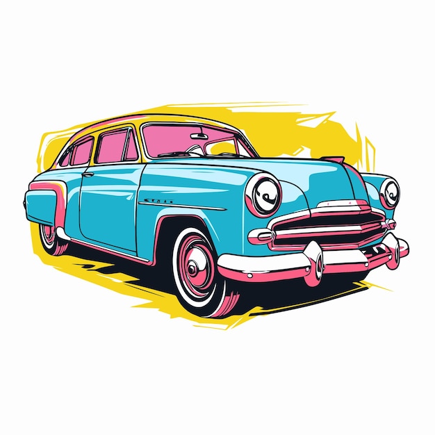 ポップアートスタイルの車のイラスト