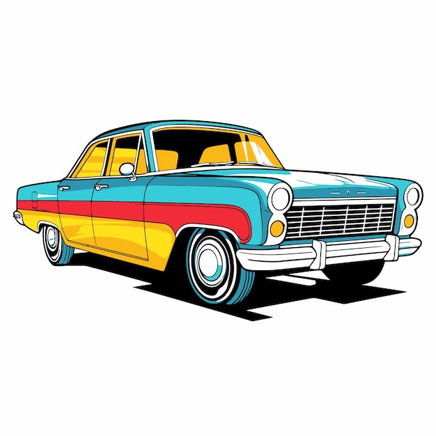 Car illustration with pop art style