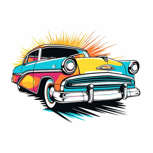 Car illustration with pop art style