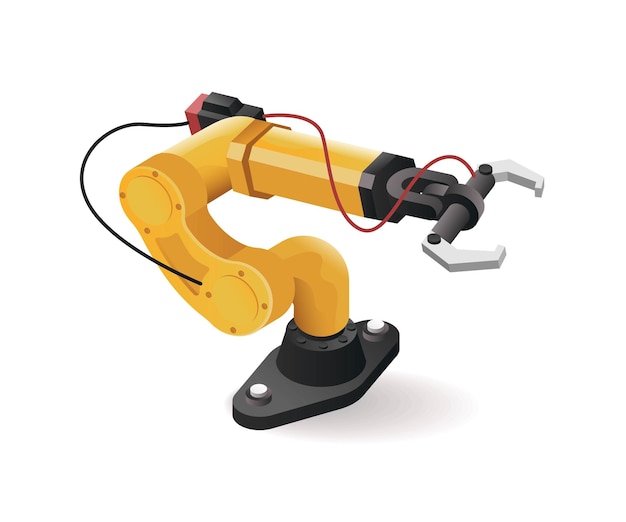 Vector car industry robot arm tool technology with artificial intelligence concept isometric illustration