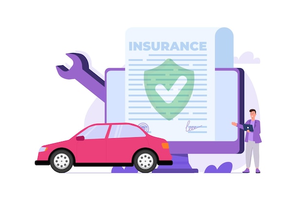 Vector car insurance car warranty service concept vector illustration