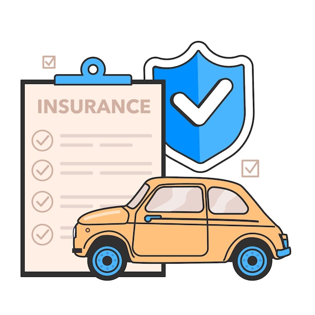 Vector car insurance concept idea of security and protection of property