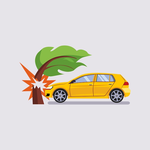 Vector car insurance and crash risk colourful vector illustration