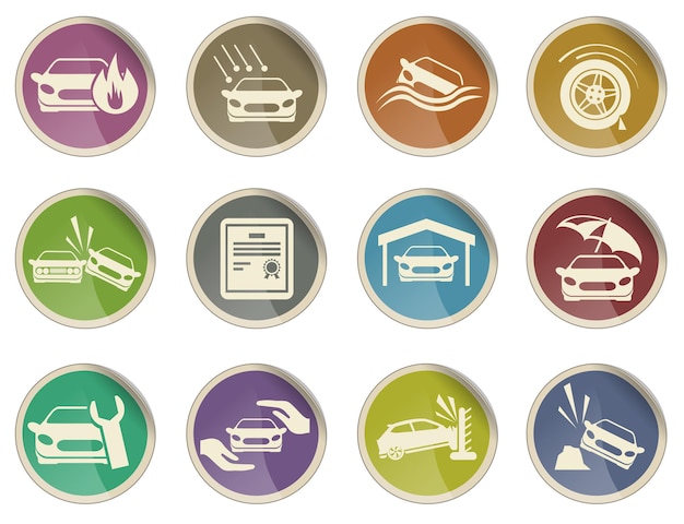 Vector car insurance icon set