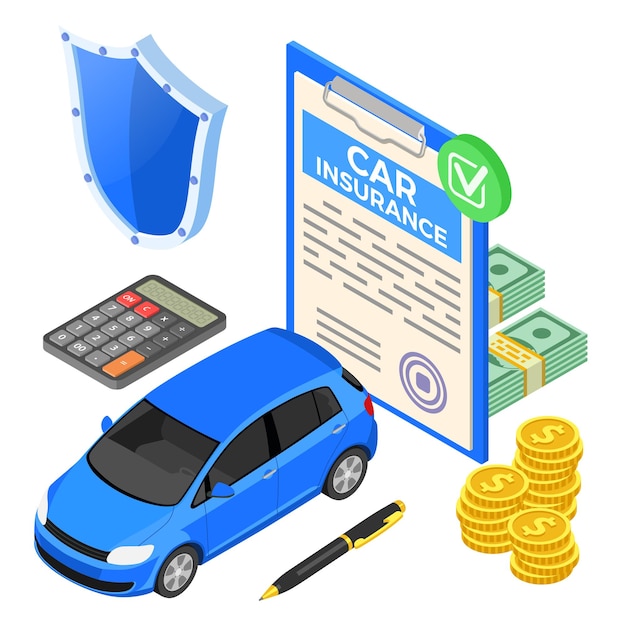 Car Insurance Isometric Concept