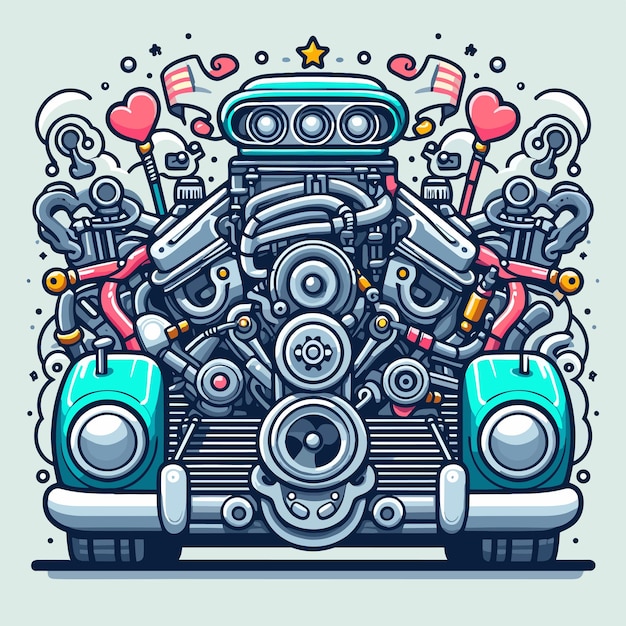 car internal combustion engine artwork abstract