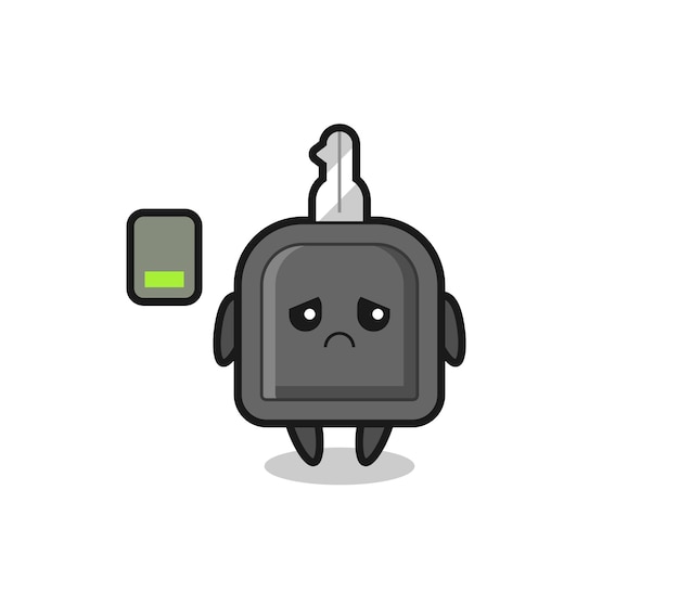 Car key mascot character doing a tired gesture , cute style design for t shirt, sticker, logo element