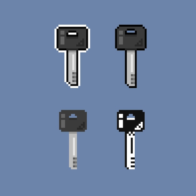 car key with different color in pixel art style