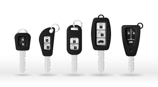 Car keys isolated on a white background. car key and alarm system.