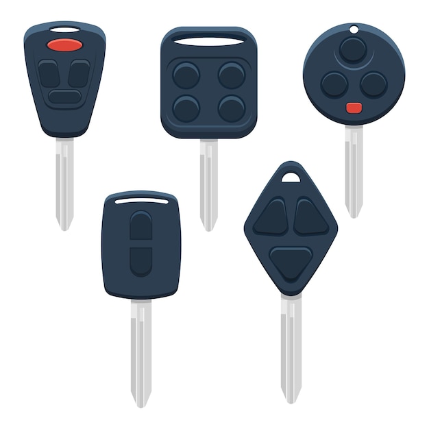 Vector car keys set vector illustration isolated on white background