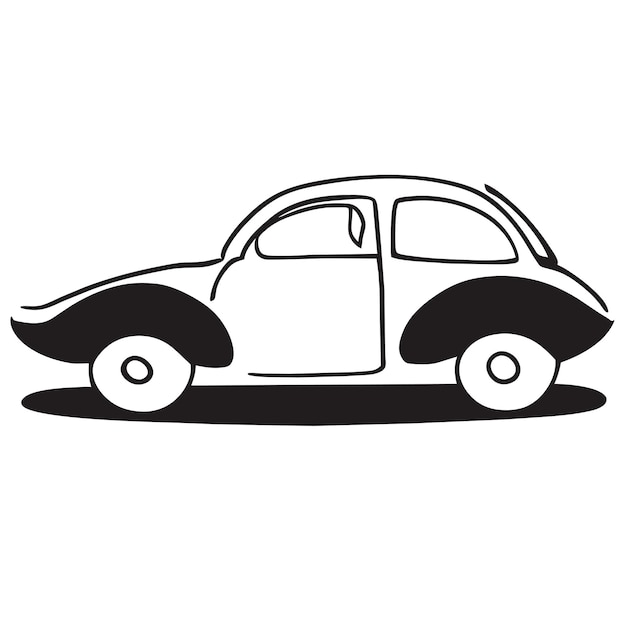 Vector car line art blanco drukbaar ontwerp met de hand getekend vlakke stijlvolle cartoon sticker icoon concept geïsoleerd