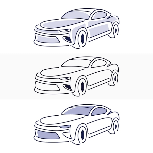 Vector car line art design car flat illustration vector template