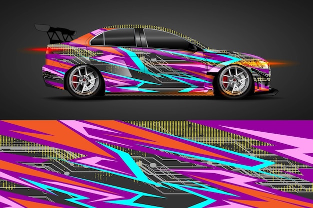 Vector car livery design with sporty abstract background