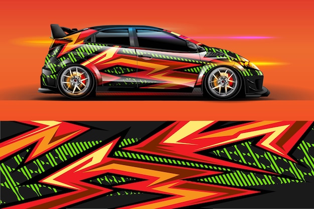 Дизайн ливреи автомобиля со спортивным абстрактным фоном