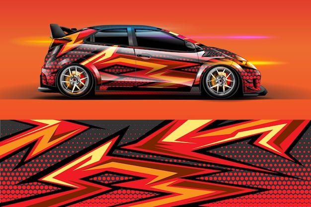 Car livery design with sporty abstract background