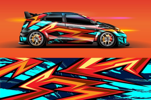 Car livery design with sporty abstract background