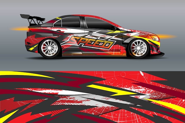 Дизайн ливреи автомобиля со спортивным абстрактным фоном