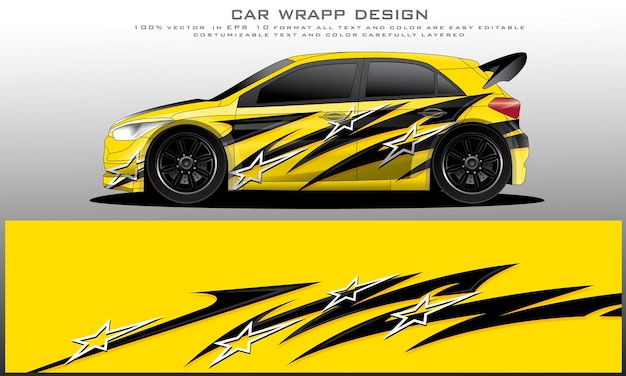 車のカラーリングのグラフィックベクトル。車のビニールラップと車のブランディングのための抽象的なグランジ背景デザイン