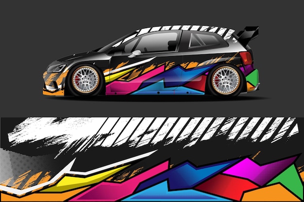 Vector car livery graphic with abstract racing shape design