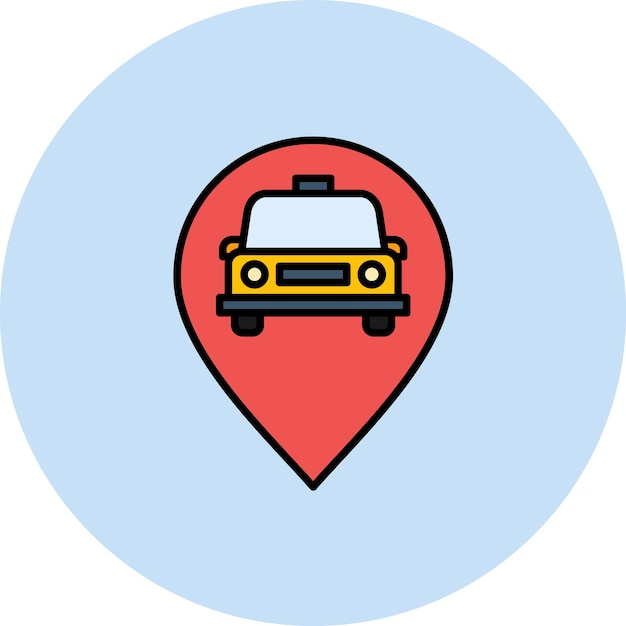 車の位置のフラットイラスト