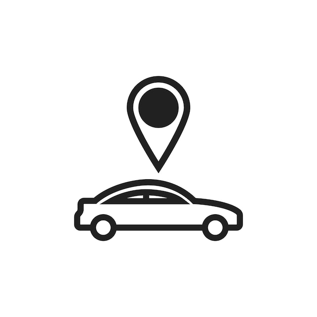 Car location icon line on white background