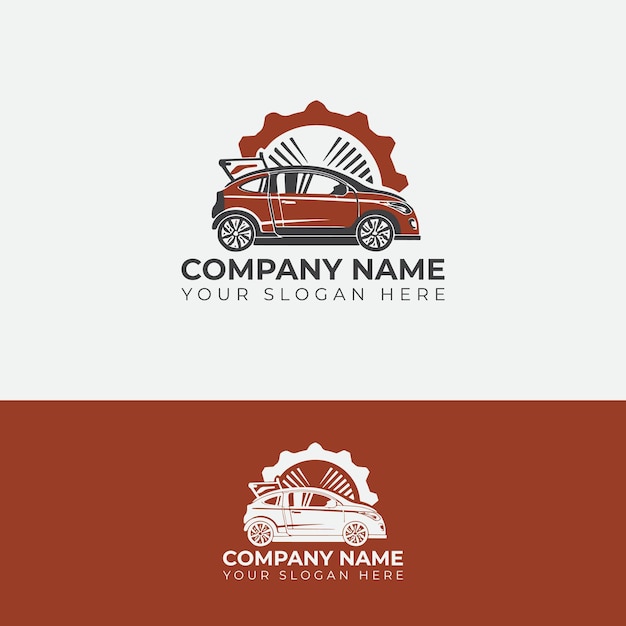 Car logo vector on dark background with sports car outline logo design template