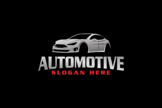 Car logo with car outine of a premium car silver with wrapped text vector