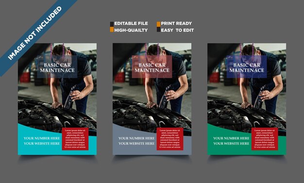 Vector car maintenance flyer design template