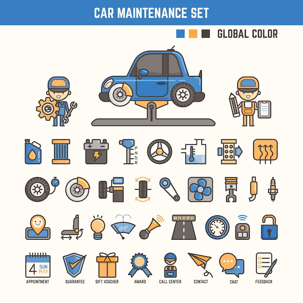 Car maintenance infographic elements for kid 