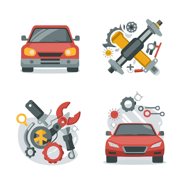 Vector car mechanic elements vector illustration