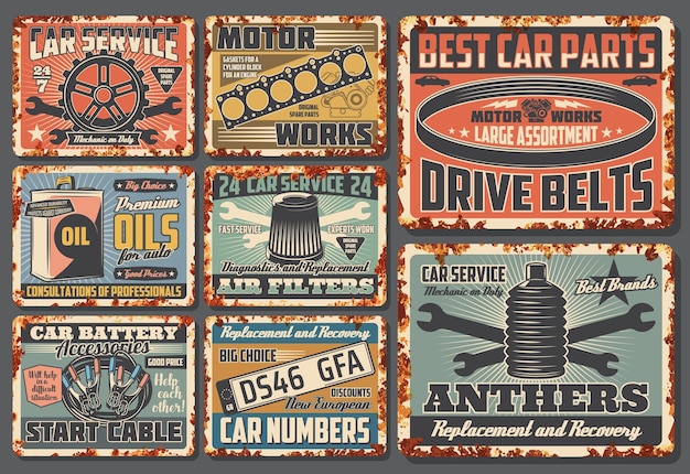 Car mechanic service rusty plates