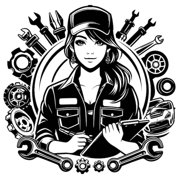 Vector car mechanic tools cut files for silhouette filecar repair cut filespiston filewrench filesmecha