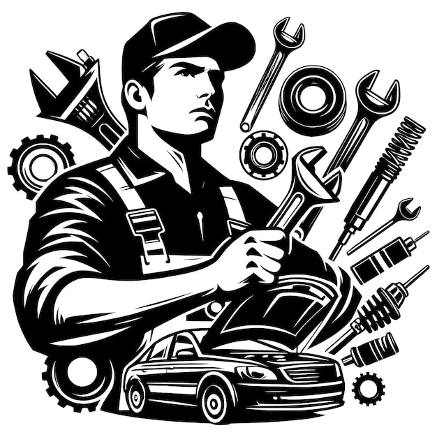 Car Mechanic tools Cut Files For Silhouette FileCar Repair SvgPiston SvgWrench FilesMechanic Vec