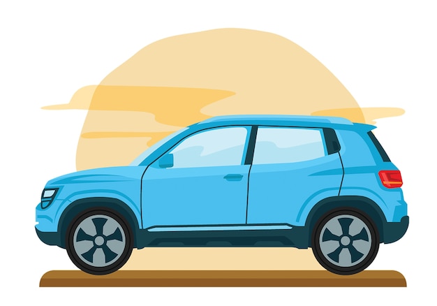 Car mini van family vector flat template