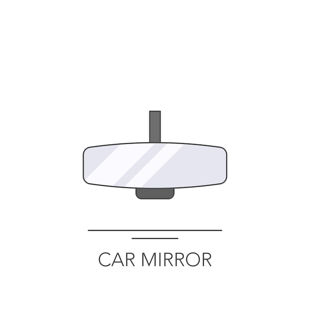 Car mirror icon Outline colorful icon of car mirror on white Vector illustration