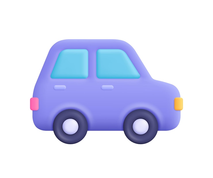 Vector car model side view transport sport and race concept 3d vector icon cartoon minimal style