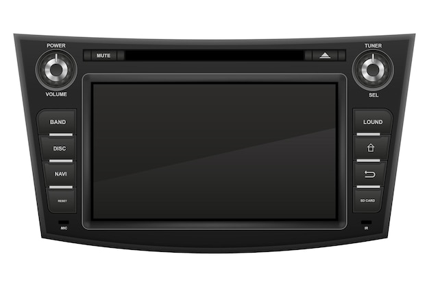 Car multimedia with touchscreen vector illustration