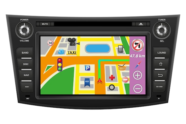 Car multimedia with touchscreen vector illustration