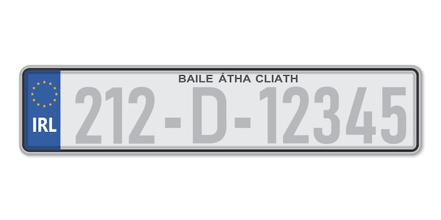 Car number plate Dublin Vehicle registration license of Ireland European Standard sizes