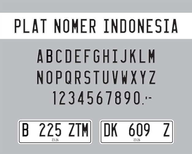 Car number plate. Vehicle registration license of Indonesia. plat nomer mobil, template custom