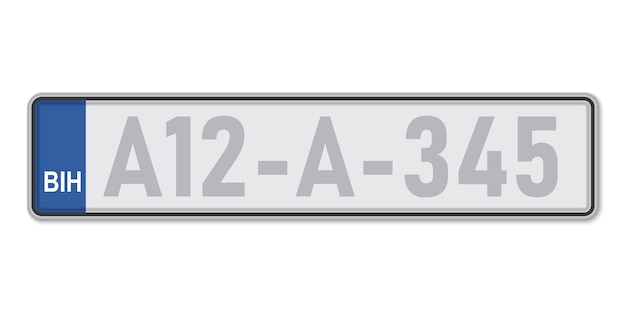 벡터 자동차 번호판 보스니아 유럽 표준 크기의 차량 등록 면허증
