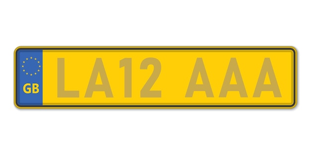 Car number plate Vehicle registration license of United Kingdom European Standard sizes