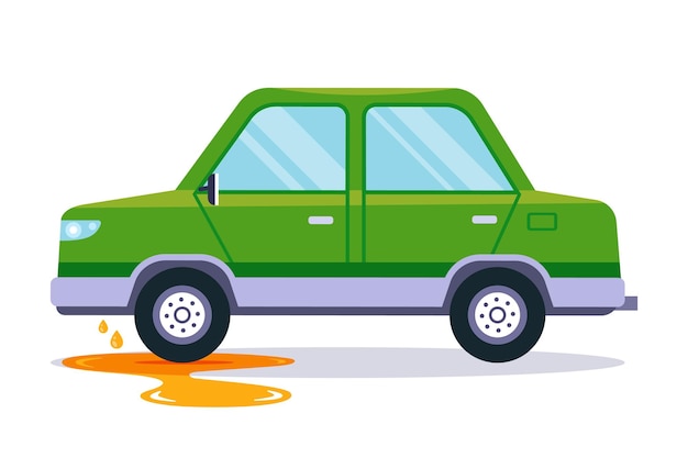 Vector car oil leak flat vector illustration