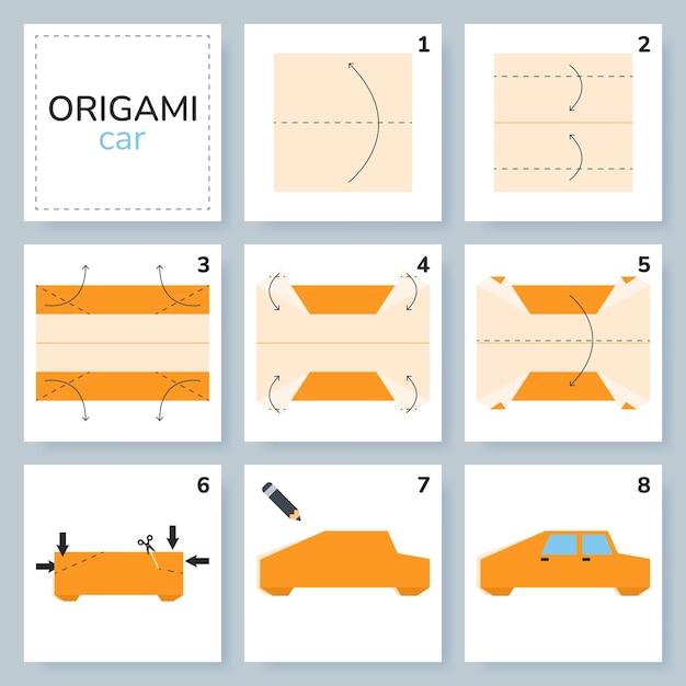 Car origami scheme tutorial moving model Origami for kids Step by step how to make a cute origami